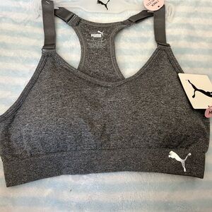 Puma Gray Heather Racerback Support Sports Bra